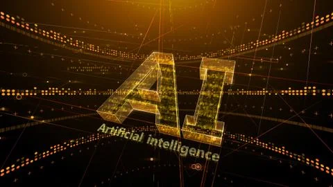 AI artificial intelligence digital network computer technologies 3D illustra Stock Illustration