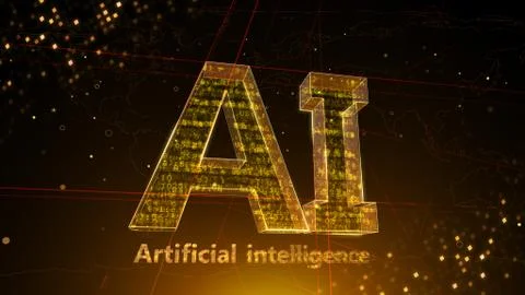 AI artificial intelligence digital network computer technologies 3D illustra Stock Illustration