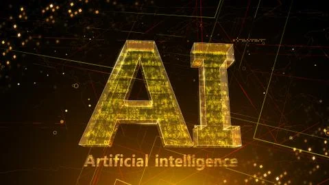 AI artificial intelligence digital network computer technologies 3D illustra Illustrazione stock