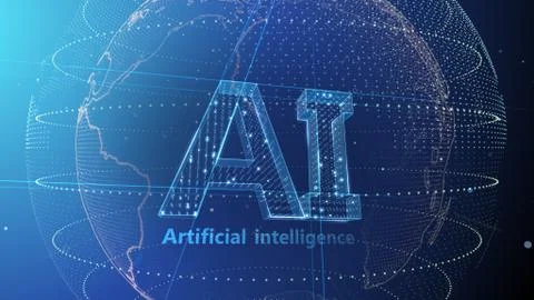 AI artificial intelligence digital network computer technologies 3D illustra Illustrazione stock