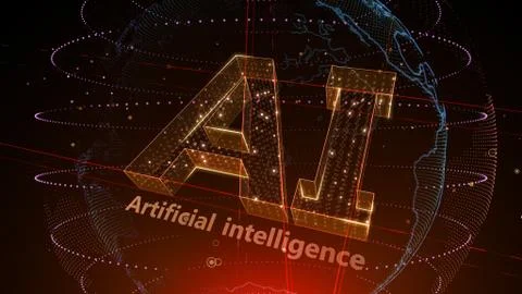 AI artificial intelligence digital network computer technologies 3D illustra Stock Illustration