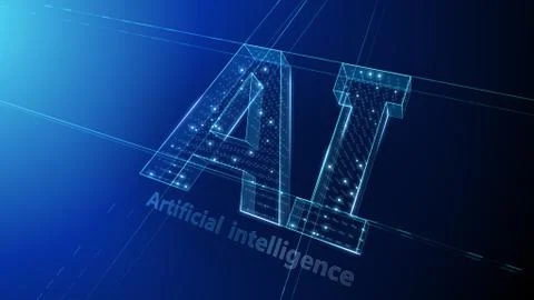 AI artificial intelligence digital network computer technologies 3D illustra Stock Illustration