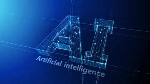 AI artificial intelligence digital network computer technologies 3D illustra Stock Illustration