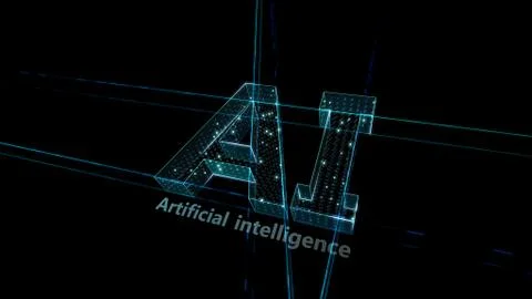 AI artificial intelligence digital network computer technologies 3D illustra Stock Illustration