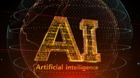 AI artificial intelligence digital network computer technologies 3D illustra Stock Illustration