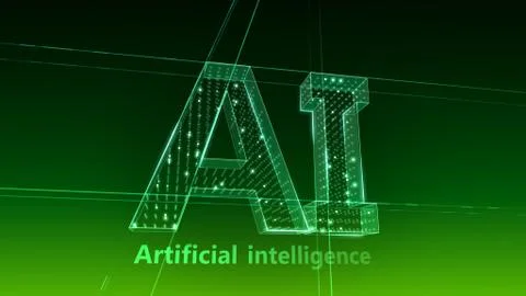 AI artificial intelligence digital network computer technologies 3D illustra Stock Illustration