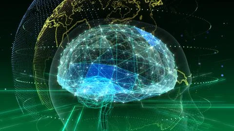 AI artificial intelligence digital network computer technologies 3D illustra Stock Illustration