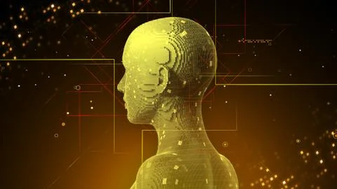 AI artificial intelligence digital network computer technologies 3D illustra 스톡 일러스트