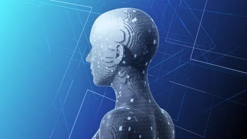 AI artificial intelligence digital network computer technologies 3D illustra Stock Illustration