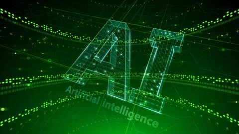 AI artificial intelligence digital network computer technologies 3D illustra Stock Illustration