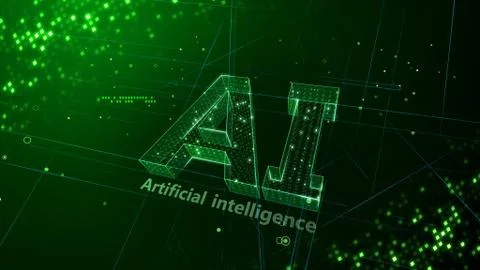 AI artificial intelligence digital network computer technologies 3D illustra Stock Illustration