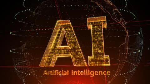 AI artificial intelligence digital network computer technologies 3D illustra Stock Illustration