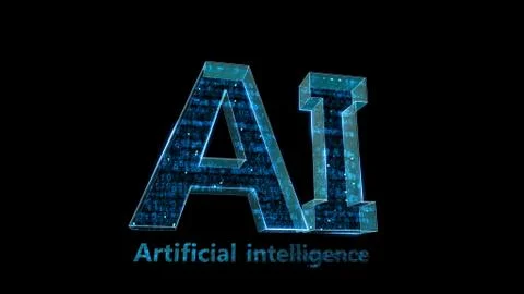 AI artificial intelligence digital network computer technologies 3D illustra 스톡 일러스트