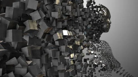 AI Artificial intelligence digital robotic brain deep learning computer machine Stock Illustration