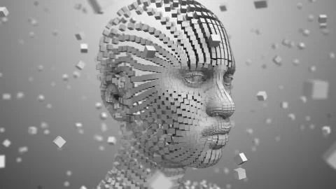 AI Artificial intelligence digital robotic brain deep learning computer machine Stock Illustration