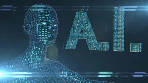 AI Artificial intelligence digital robotic brain deep learning computer machine Illustrazione stock
