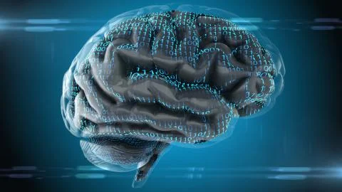 AI Artificial intelligence digital robotic brain deep learning computer machine Illustrazione stock