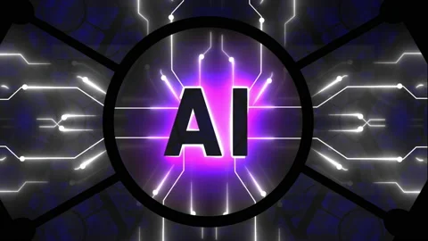 AI Artificial Intelligence with Electrical Circuits Looping Animation Stock Footage 239922687
