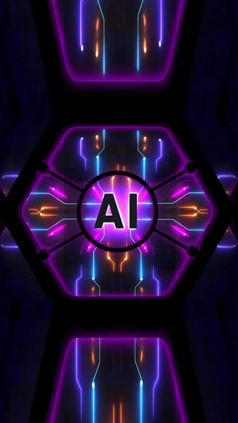 AI Artificial Intelligence with Electrical Circuits Looping Animation Vertical Video stock 246379154