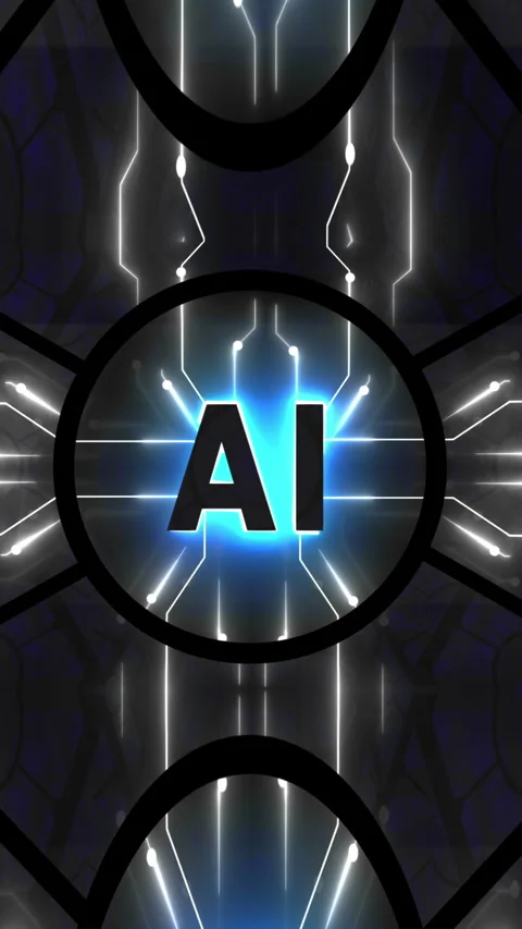 AI Artificial Intelligence with Electrical Circuits Looping Animation Vertical Stock Footage 246379198