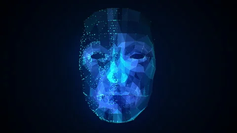 AI Artificial Intelligence face scanner. Facial recognition and biometric Stock Footage 156900433
