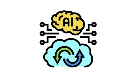 Ai artificial intelligence finance technology color icon animation Video stock 224039346