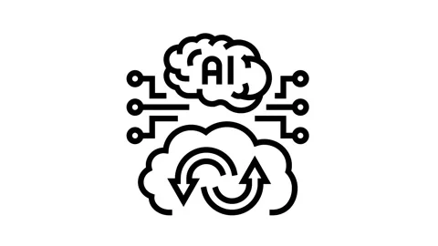 Ai artificial intelligence finance technology line icon animation Video stock 224394828