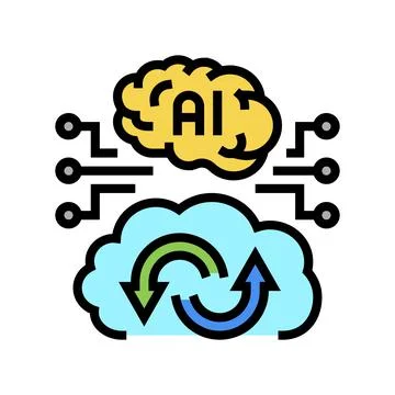 Ai artificial intelligence finance technology color icon vector illustration Stock Illustration