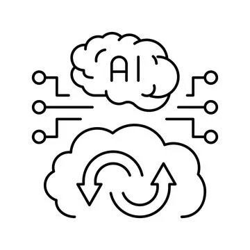 Ai artificial intelligence finance technology line icon vector illustration Stock Illustration