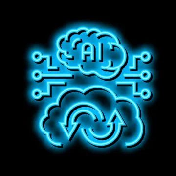 Ai artificial intelligence finance technology neon glow icon illustration Stock Illustration