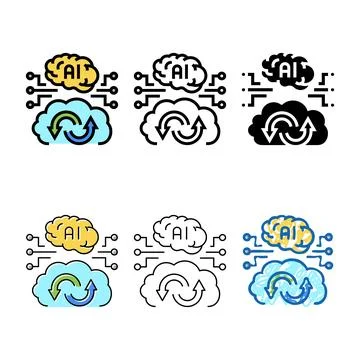 Ai artificial intelligence finance technology forms color icon vector Illustrazione stock