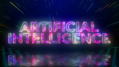 AI Artificial Intelligence Future Neon Stock Illustration