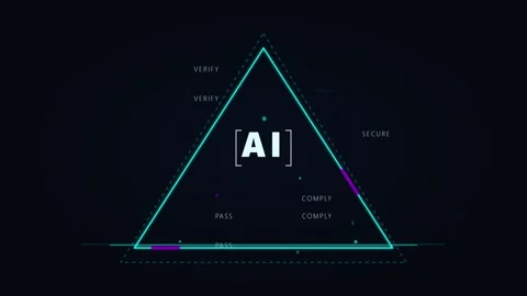 AI Artificial Intelligence Glitch Triangle Animation Stock Footage 340877175