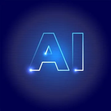 AI Artificial Intelligence Glowing Neon Tech Background Illustrazione stock