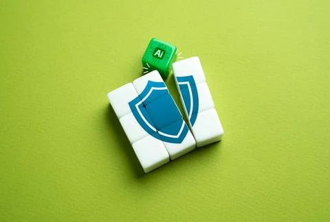 AI artificial intelligence hacks the security system. Breach cybersecurity .. Foto stock