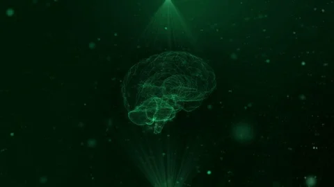 AI Artificial Intelligence/ Hologram of the human brain rotates among particles Stock Footage 124122438
