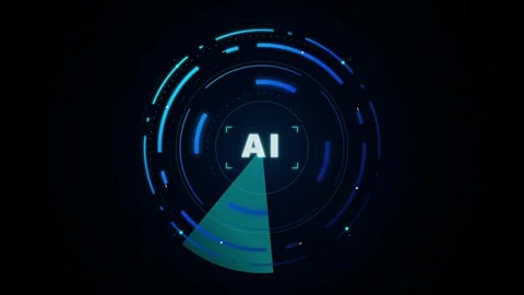 Ai artificial intelligence hud radar scan interface motion background, scanne Stock Footage 337558223