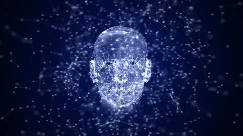 AI Artificial Intelligence human head connection circuit board, binary code Stock Footage 312027175