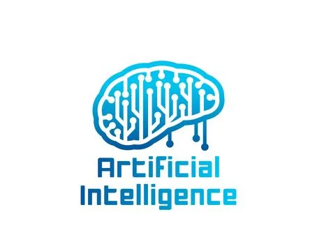 AI Artificial Intelligence icon of computer brain Stock Illustration