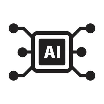 AI, Artificial intelligence icon digital micro chip for computer and technology Illustrazione stock
