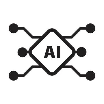 AI, Artificial intelligence icon digital micro chip for computer and technology Stock-Illustration