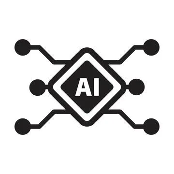 AI, Artificial intelligence icon digital micro chip for computer and technology Stock Illustration