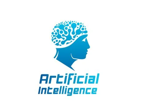 AI artificial intelligence icon, robot and brain Stock Illustration