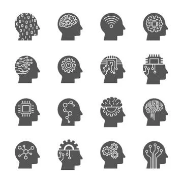 AI Artificial Intelligence icon set Illustrazione stock