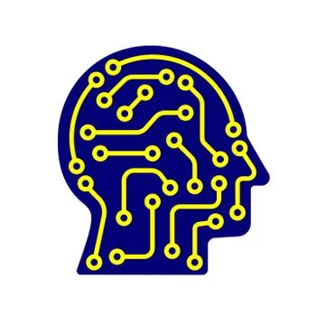 AI artificial intelligence icon. Techno human head logo concept creative idea Stock-Illustration