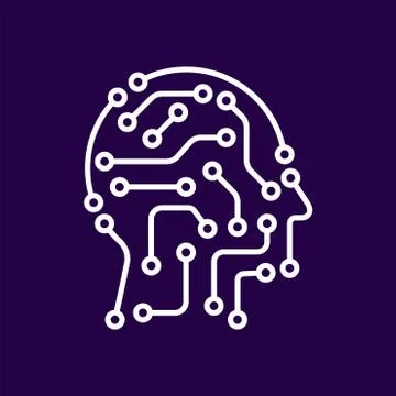 AI artificial intelligence icon. Techno human head logo concept creative idea Stock Illustration