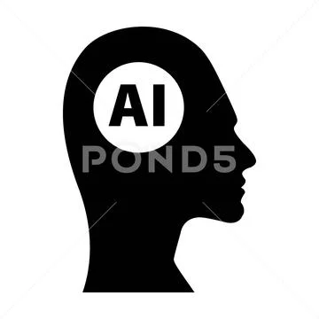 AI, Artificial intelligence icon of woman human face with a digital ...