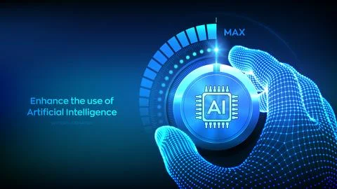 AI. Artificial intelligence. Increase the use of artificial intelligence an.. Stock Illustration