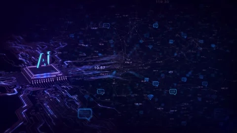 AI Artificial Intelligence infographic Neural network diagram, cybernetics, Futu Stock Footage 311871042