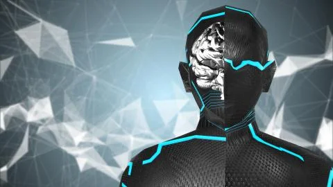 AI artificial intelligence IOT robotic brain deep learning computer Stock Illustration